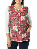 AmeriMark Easy-Care Snap Front Cobbler Aprons Vest with Two Patch Pockets Coffee 4X