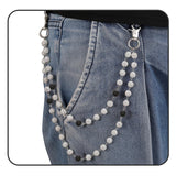Wallet Chain Pants Pocket Chain for Men Biker Jeans Pocket Belt Trousers Loop Black White Beaded Disco Rhinestone Beads Hip Hop
