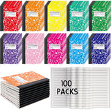 Fainne 100 Pack Mini Composition Notebook Bulk 4.5inch x 3.3inch Pocket Composition Books Small Narrow Ruled Compositions Note Pad Mar