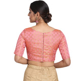 Oomph! Women'S Art Silk Solid 3/4 Sleeves Saree Blouse (Rbbl17Xxl_Blush Pink_2Xl)