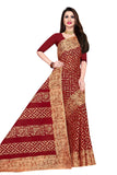 Tamaira Fashion Womens Plain Weave Pure Cotton Saree Without Blouse Piece(2369_Beigeandred)