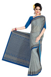 Tamaira Fashion Womens Plain Weave Pure Cotton Saree Without Blouse Piece (1784_Greyandpeacockblue)