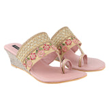 Shoetopia Women'S & Girl'S Pink Woven Design Wedges Heels-Eu40,Pink,7,B09HV32N8V