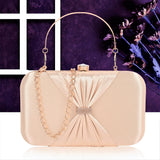 Adisa Bow Formal Party Clutch With Gold Chain For Women And Girls (Cl102-Gol_Gold),Gold,,B0CLJJJTXN