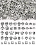 309Pcs FIVEIZERO Antique Silver Spacer Beads for Jewelry Making, Assorted Bulk Styles Tibetan Metal Beads & 6mm, 8mm Rondelle Sp