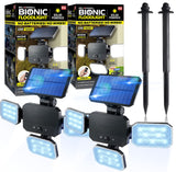 Bionic Floodlight Solar Light Outdoor Waterproof Patio Light Motion Sensor Outdoor Lights w/ Remote Control 3 Heads Wall Lights