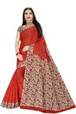 TAMAIRA FASHION Womens Plain Weave Pure Cotton Saree Without Blouse Piece (AB16_Scarlet Red)