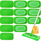 12-Pack Reusable Mop Pads Compatible with Sweeper Mop - 100% Coral Fleece Washable Refills - Microfiber Dry & Wet Sweeping Cloth