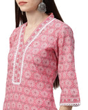 Rytras Women'S Rayon Printed Straight Kurti With Palazzos And Dupatta Set (X-Large) Pink