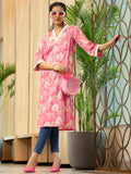 Libas Women'S Cotton Straight Kurta (29292I_Pink Pink Xl