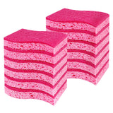12 Pack NonScratch Kitchen Sponges, SShaped Pink Dish Sponges for Kitchen
