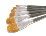 Red Sable Filbert Paint Brushes - Set of 6 Acrylic, Watercolor, Mixed Media or Oil Paint Brushes. Long Handle Professional Art S