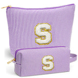 Fohufo Travel Cute Makeup Bag Set - Make up Cosmetic Bag for Women, Small Makeup Bag for Purse Makeup Kit | Purple Stuff Birthda