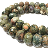 ABCGEMS Queensland Rhyolite Beads from Australia AKA Rainforest Jasper (Mount Hay Near Rockhampton) Faceted Rondelle 16mm