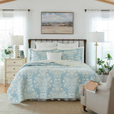Laura Ashley Quilt Set Reversible Cotton Bedding with Matching Shams, Lightweight Home Decor for All Seasons, King, Bedford Delf