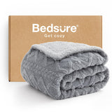 Bedsure Gentlesoft Sherpa Fleece Blanket Twin Size For Bed - Fluffy & Cozy Cable Jacquard Tufted For Women Gift Thick And Warm Christmas Blanket For Winter Grey 60X80 Inches -Like New