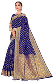Glory Sarees Womens Jacquard Silk Blend Saree (Kara128_Navyblue_Navy Blue)