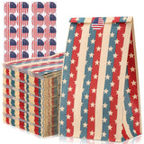Kolldenn 120 Sets Patriotic Kraft Treat Bags with Stickers 4th of July Favors American Flag Stars Stripes Goodie Gift Wrapping B