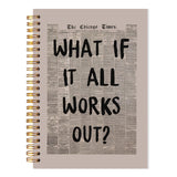 LADOCK What If It All Works Out Inspirational Notebook, Retro Trendy Newspaper Typography Journal, Positive Affirmation Journal
