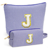 Fohufo Travel Essentials - Portable Travel Toiletry Bag for Women, Initial Makeup Kit Organizer Make up Cosmetic Bag Set Blue St