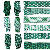 EVECILOO 6 Rolls St. Patrick's Day Wired Edge Ribbon, Irish Shamrock Wide Green Shamrock Ribbon for St. Patrick's Day Wrapping a