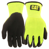Cat CAT017411L High Visibility Work Gloves Large, Dip Textured Latex Coated Gloves with Knit Wrist