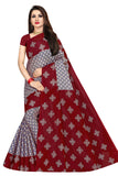 TAMAIRA FASHION Womens Plain Weave Pure Cotton Saree Without Blouse Piece(973_Grey&Maroon)