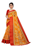 Gosriki Women'S Linen Cotton Floral Printed Saree With Blouse Piece (Arugla Yellow_Yellow),Yellow,,B097ZPCWCR