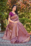 Glory Sarees Womens Banarasi Silk Saree With Blouse Piece (Banarasi_Saree134_Wine)