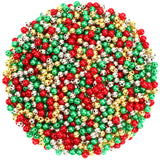 UPINS 1200Pcs Christmas Pearl Beads, Red Green Gold Silver Round 8 mm Pearl Beads for Jewelry Making Christmas Holiday Party Dec