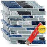 XFasten Peel and Stick Backsplash for Kitchen 10pcs 12x 12w/Mini Cutter Blue and Stick Tiles Self Adhesive Tile for Kitc