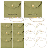 Quelay 16 Pcs Jewelry Bridesmaid Gift Pearl Bracelet Microfiber Jewelry Bag Pouch Set of 8 for Wedding Bridal Party Favor(Greenn