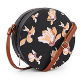 Adisa Women Girls Flower Print Sling Bag Round Crossbody Purse (Sl6007-Bla_Black),Black,,B0DPLHPSGM
