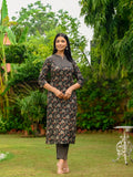 Anni Designer Women'S Rayon Blend Straight Printed Kurta With Pant (Ommy Black_Xxl_Black_Xx-Large),Black,2XL,,,