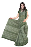 Tamaira Fashion Womens Plain Weave Pure Cotton Saree Without Blouse Piece(2203_Beigeandbottlegreen)