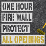 4pcs Fire Wall Stencils, Reusable Fire Barrier Stencils ONE Hour FIRE Wall Protect All Openings Paint Rated Stencils Warning Sig