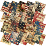 HunnmingRe 20 Pcs 10x10'' Vintage Patriotic Quilting Fabric Square Red White Blue Precut Fabric Bundle 4th of July USA Flag Star
