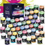 BALTIC DAY 50 Color Pigment Paste for Epoxy Resin Set - Opaque Resin Colorant, High Concentration Epoxy Dye & Mica Powder for Re