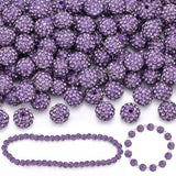 100 Pcs Purple Rhinestone Beads for Jewelry Making, Sparkle Crystal Clay Christmas for Bracelet Baseball Necklace Earring Crafti