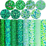 Greatdiy St Patrick's Day Faux Leather Sheets 8 x 12 Inch, Green Shamrock Printed Glitter Fabric for Bows and Crafts (Green Sham