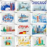 Reginary 12 Pcs Chicago Souvenirs Makeup Bag Travel Gift Cosmetic Bag Trip Favors Chicago City Themed Gifts for Traveller Birthd