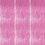 PartyWoo Pink Streamers Tinsel Backdrop Curtain 3pcs 8.2ft Foil Fringe Curtain for Baby Shower Bridal Shower Wedding Pink Cheeta