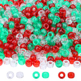 Sahoottie 1000 Pcs Christmas Pony Beads Plastic Bead for Bracelets Christmas Beads for Jewelry Making Transparent Red Transparen