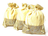 Saffron Shades Velvet Premium Potlis, Gift Potli Bags for Return Gift, Diwali Gift Pouches, Wedding, Birthday Gift Pouches Set