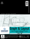 Canson Artist Series Graph and Layout Paper, 4 by 4 Blue Grid, Foldover Pad, 8.5x11 inches, 40 Sheets (20lb/75g) - Artist Paper