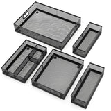AojSup 5 Pack Desk Drawer Organizer Tray Set Stackable Metal Mesh Desk Drawer Organizers and Accessories, for Office Supplies