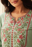 Anni Designer Women'S Cotton Blend Embroidered Straight Kurta With Pant & Dupatta (Farigup-Green-Nw_Xxl_Green_Xx-Large),Green,2XL,,,