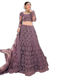 PATLANI Women's Net Readymade Lehenga Choli 003_Wine_Free Size