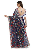 Patlani Fashion New Bollywood Blockbuster Design Launching Net Embroidery Designer Saree Blue.