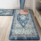 Collive Boho Kitchen Rugs Set of 2 Non Skid Kitchen Mats for Floor Cushioned Anti Fatigue Kitchen Floor Mats Waterproof Comfort